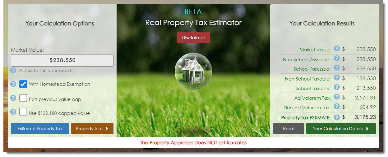 Image showing BCPAO Real Property Tax Estimator